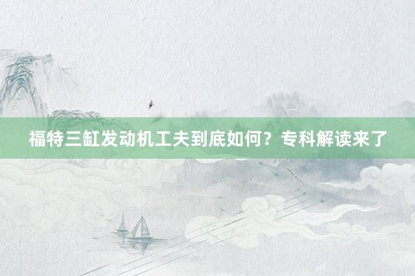 福特三缸发动机工夫到底如何？专科解读来了