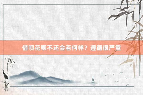 借呗花呗不还会若何样？遵循很严重